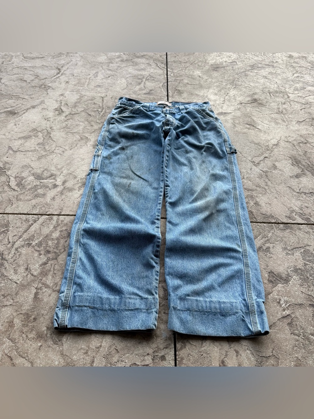 Vintage 00s Levis Denim Wide Leg Distressed Carpenter Pants Size 30x32